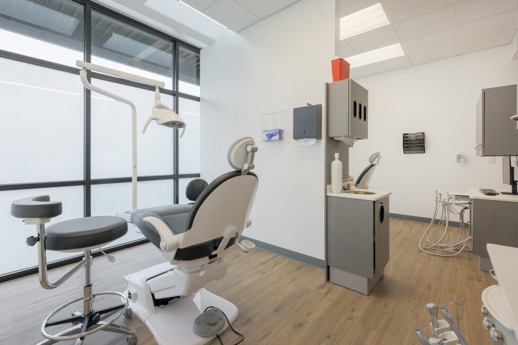 Spacious modern dental clinic interior photography showing treatment areas and professional medical equipment in Portland